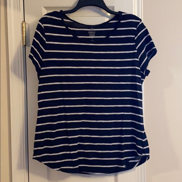 SO navy and white striped perfect scoop neck tee - Picture 1 of 3